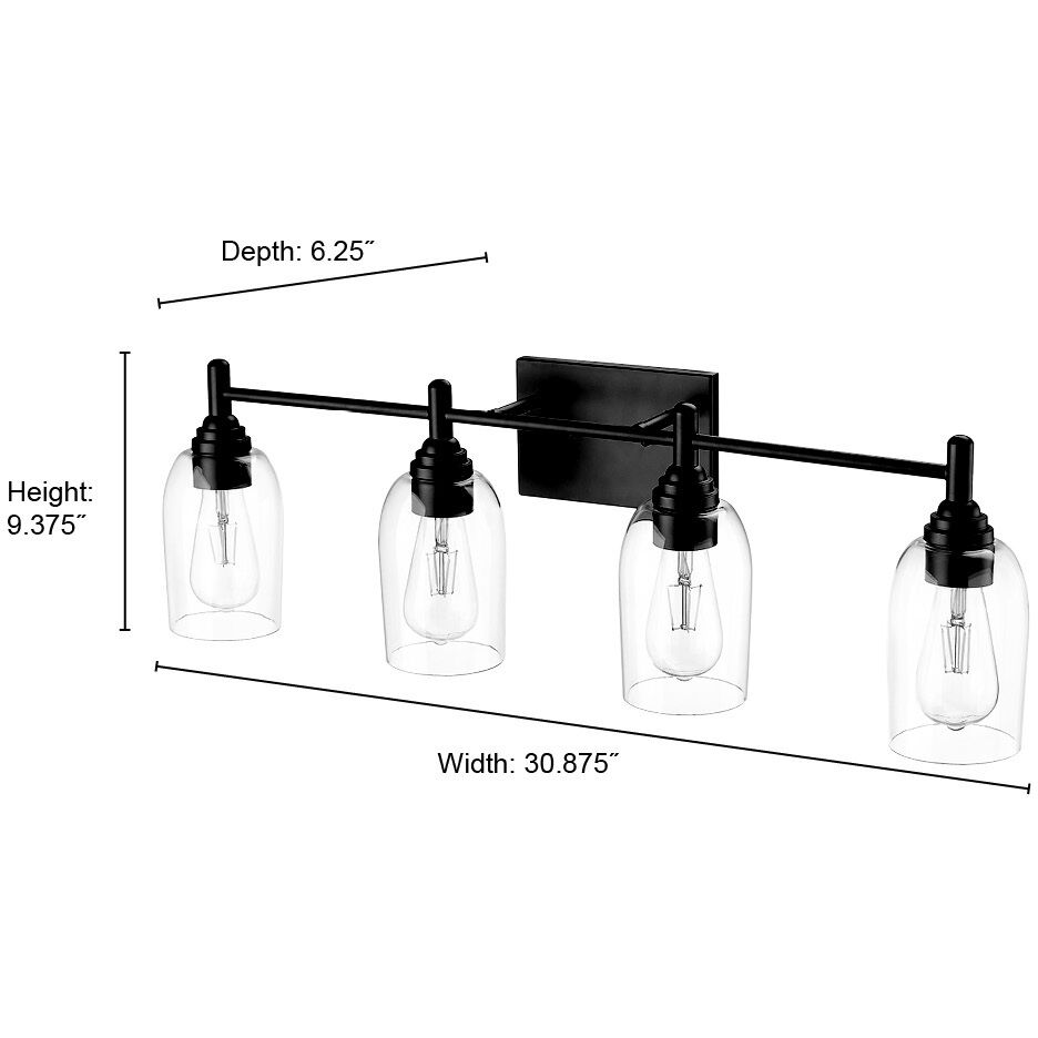 Arlett 4 Light 30.9 inch Matte Black Vanity Light Wall Light